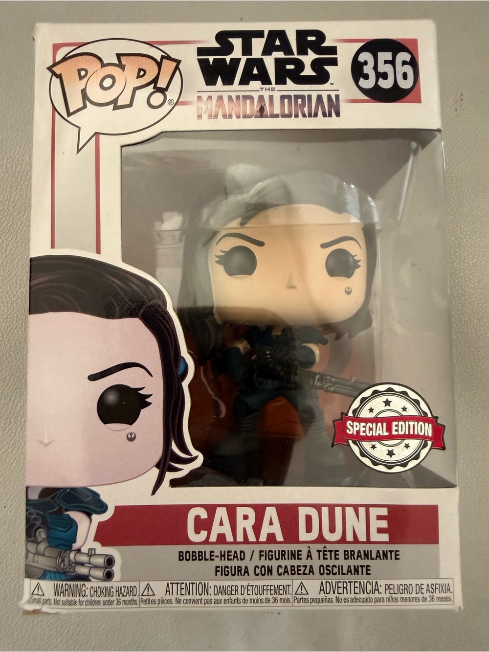 Funko Pop! Cara Dune, Star Wars The Mandalorian Back Box Art -